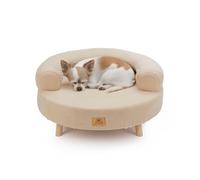 Ferplast FSC® Certified Wooden Cat and Dog Bed with Soft Cushion, Style, Comfort and Durability, d. 56 x h 29 cm.