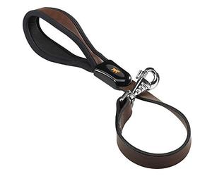 Ferplast Genuine Leather Dog Lead Short leather leash with padded handle for dogs GIOTTO Length 60 cm Brown