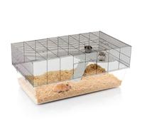Ferplast Glassy 120, Cage for Hamsters, Gerbils and Mice, 2-Tier Habitat, Transparent Base 22.5 cm High, Shelf with Ladder, Drinking Bottle and Bowl, 120 x 67 xh 51 cm.