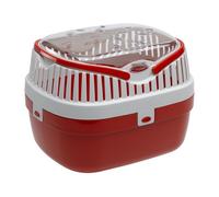 Ferplast Guinea pig and rodent carrier ALADINO MEDIUM, Pet Carrier for Hamster, Rodents, guinea pigs, Transparent cover with Comfortable handle, Secure closing, 30 x 23 x h 21 cm Red