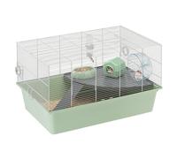 Ferplast Hamster Cage, MILOS XL. Hamster and Mouse Cage made of recycled iron and plastic. Large, equipped modular small pets cage with wide plastic bottom, Easy cleaning 69,5 x 46 x h 41 cm