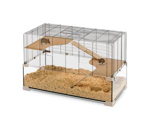 Ferplast Hamster Cage Mouse Cage KARAT 100 Small Animal Cage, Two Floors with Accessories, in Glass and Metal, 98,5 x 50,5 x 61,5 cm.