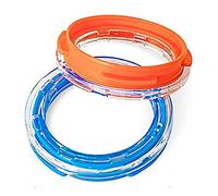 Ferplast Hamster Cage Play Tube | Two-Piece Spare Tube Plastic Connection Ring Piece, 2.4 Inch Diameter, Blue and Orange