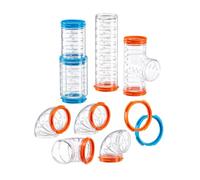 Ferplast Hamster Tube Set, Hamster Cage Accessory, Total 9 pieces, Transparent Hamster Tunnels with Ventilation Holes, Bends and Fittings Included, KIT TUBE CURVE Hamster Toys