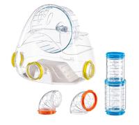 Ferplast Hamster Tube Set, Hamster Cage Accessory, Total 4 pieces, includes Gym with Hamster Wheel, Transparent Hamster Tunnels with Ventilation Holes, and Fittings, KIT GYM Hamster Toys