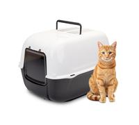 Ferplast Closed Cat Litter Tray, Cat Litter Box, 2 Anti-odor Activated Carbon Filters Included, Darkened Swing Door, 39,5 x 52,5 x h 38 cm, PRIMA Large Cat Litter Tray, Black
