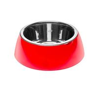 Ferplast Jolie Dog Bowl Cat Bowl - Stainless Steel Water & Food Dog Bowls with Plastic Holder, Non-Slip, Medium (0.9 L), Red