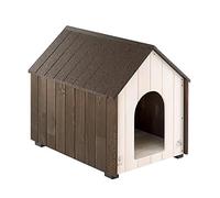 Ferplast KOYA FSC Wooden Dog House - Opening Roof, Sloping, Waterproof & Anti-UV Resin Treatment - Ventilation Grille - Insulating Feet - Finished Door - M, 54.5 x 74.5 xh 66.5 cm