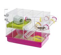 Ferplast Laura Hamster Cage - Interactive Multi-Level Habitat with Tunnel System, Accessories Included, Transparent Base, 46x29.5xh37.5 cm
