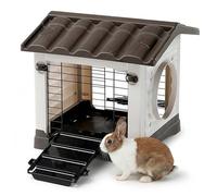 Ferplast METRO' Rabbit House, Connectable to Tunnels for Dwarf Rabbits, Ferrets and Guinea Pigs with 2 Entrances, Removable Roof and Draining Bottom, 43 x 48 x 44 cm.