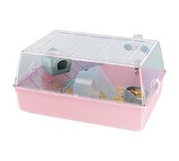Ferplast MINI DUNA HAMSTER Compact Hamster Cage - Ventilated Multi-Level Habitat with Interactive Transparent Top - Exercise Wheel & Accessories - Easy Clean, 55x39x27 cm - Pink