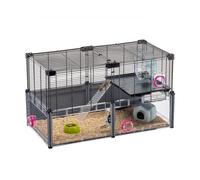 Ferplast MULTIPLA HAMSTER Hamster Cage - Customizable Multi-Level Design - Interactive Transparent Base - Exercise Wheel & Accessories - Tubes Connect&Play - 72.5x37.5xh42cm