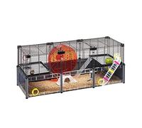 Ferplast Multipla Hamster Large Cage | Modular multi-level cage for hamsters and mice with tubes, wheel and transparent base, 107.5 x 37.5 x 42 cm