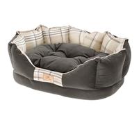 Ferplast Padded cat and dog bedding CHARLES 60 with removable Cushion, soft velvet, washable, 56 x 42 x 20 cm, Black/White