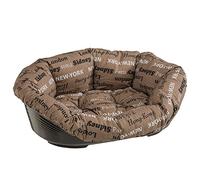 Ferplast Plastic Dog Bed, Cat Bed with Cushion SOFA' 6 in Washable Cotton, Dog Bed with Padded Cushion, Plastic Cat Dog Basket, Perforated Bottom and Chin-Rest, Anti-Slip, 96 x 71 x 32 cm, Beige
