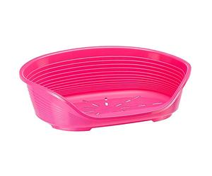 Ferplast Plastic Kennel for Dogs and Cats Siesta Deluxe 4, Animal Basket, Perforated Bottom, Anti-Slip, Comfortable Chin-Rest, Pink, 61,5 x 45 x 21.5 cm