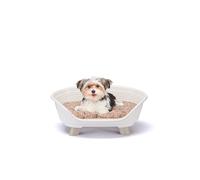 Ferplast Plastic Raised Bed for Dogs and Cats with Cotton Cushion, Washable Plastic Breathable Non-Slip Bed, Throne Design 61.5 x 45 x H 26 cm, White