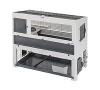 Ferplast Rabbit Cage BONNIE LARGE with Pet Pen, Indoor Rabbit Hutch 2-Storey, Guinea Pig Cage, with Enclosure for Rabbits, Rabbit House and Water Bottle, 128 x 64 x h 113 cm, in Plastic