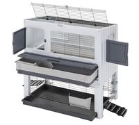 Ferplast Rabbit Cage BONNIE with Pet Pen, Indoor Rabbit Hutch 2-Storey, Guinea Pig Cage, with Enclosure for Rabbits, Rabbit House and Water Bottle, 108 x 64 x h 113 cm, in Plastic