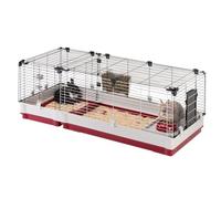 Ferplast rabbit cage Krolik 140 guinea pigs and small animals house, in assembly kit. Separable extension through metallic grill, accessories are included, 142 x 60 x h 50 cm Bordeaux
