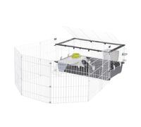 Ferplast Rabbit Cage PARKHOME 100, Guinea Pig Cage, Small Animals, with Rabbit Pen, Rabbit House and Drinking Bowl, 95 x 177,5 x h 56 cm, in Plastic with Opening Roof