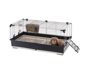 Ferplast Rabbit Cage TOMMY 100, Guinea Pig Cage, Rabbits, Small Animals, Rabbit Hutch Indoor with Grid and Drinker, 99,5 x 53 x h 48 cm, Opening Roof, in Painted Metal and Plastic