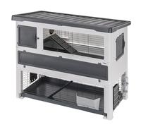 Ferplast Rabbit Hutch Double-Floor Grand Lodge 140 Plus, Outdoor Guinea Pig Cage With Accessories, overall size 134 x 73 x 117 Cm.