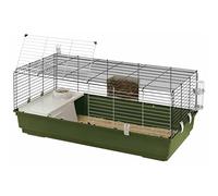 FERPLAST Rodent Cage RABBIT 120 for Rabbits, Guinea Pigs, Guinea Pigs, in Metal, Accessories included: Manger, Drinking bottle, House, Bowl. 118x58.5xh49.5cm