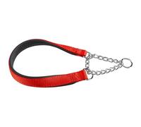 Ferplast Semi-Choke Dog Collar, in Nylon, Padded, Anti-Traction, for Dog Training, size M (neck circumference 33-45 cm), red.