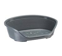 FERPLAST - Dog Bed & Cat Bed - Plastic Dog Bed Small - 100% Recycled Plastic - Dog Bed Washable - Dog Basket - Breathable & Antislip - Siesta Deluxe - 54 x 35 x h 21,5 CM, S, DARK GREY