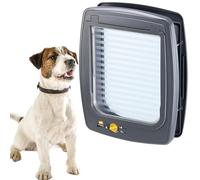 Ferplast Swing 11 Medium Dog Flap with Wind Stopper, Grey | Large 4-way locking pet door with transparent flap, draught protection and installation tunnel included