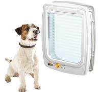 Ferplast Swing 11 Medium Dog Flap with Wind Stopper, White | Large 4-way locking pet door with transparent flap, draught protection and installation tunnel included