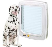 Ferplast Swing 15 Large Dog Flap with Wind Stopper, White | Extra-large 4-way locking dog door with transparent flap and installation tunnel included
