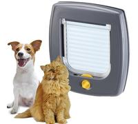 Ferplast Swing 3 Cat & Small Dog Flap, 4-Way Lock, Grey | Universal pet door with four access settings and optional tunnel extension for thicker doors and walls