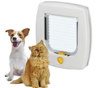 Ferplast Swing 3 Cat & Small Dog Flap, 4-Way Lock, White | Universal pet door with four access settings and optional tunnel extension for thicker doors and walls