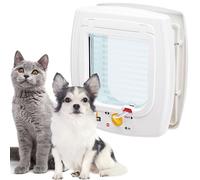 Ferplast Swing 5 Cat & Small Dog Flap with Wind Stopper, White | 4-way locking pet door with draught protection and last-passage indicator for everyday access control