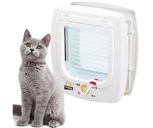 Ferplast Swing 7 Magnetic Cat Flap with Collar Key, White | Selective magnetic entry with 4-way locking, Wind Stopper and last-passage indicator for controlled access