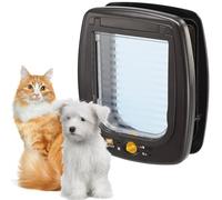 Ferplast Swing 9 Large Cat & Medium Dog Flap, 4-Way, Brown | Roomy universal pet door with 4-way locking, Wind Stopper and installation tunnel included