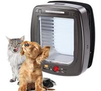 Ferplast Swing Microchip Large Cat & Small Dog Flap, Brown | Selective ISO 11784 microchip pet door with 4-way locking and Wind Stopper for controlled home access