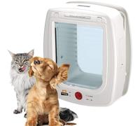 Ferplast Swing Microchip Large Cat & Small Dog Flap, White | Selective ISO 11784 microchip pet door with 4-way locking and Wind Stopper for controlled home access