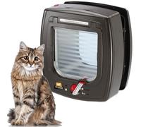 Ferplast Swing Microchip Universal Cat Flap for Dogs and Cats - 4 Closing Modes - Wind-Stopper System - Closing Shock Absorber - Magnetic Anti-Oscillation - Direction Indicator - Brown