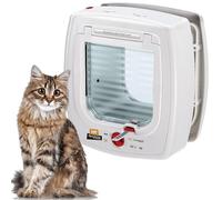 Ferplast Swing Microchip Universal Cat Flap for Dogs and Cats - 4 Closing Modes - Wind-Stopper System - Closing Shock Absorber - Magnetic Anti-Oscillation - Direction Indicator - White