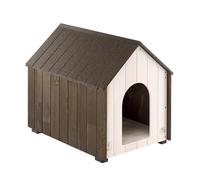 Ferplast KOYA FSC Wooden Dog House - Opening Roof, Sloping, Waterproof & Anti-UV Resin Treatment - Ventilation Grille - Insulating Feet - Finished Door - M, 54.5 x 74.5 xh 66.5 cm