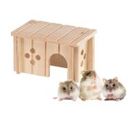 Ferplast Hamster House, Mouse House, Accessory for Hamster Cage, with Flat Roof and Ventilation Holes, in Assembly Kit, 12,5 x 7,5 x h 7 cm, SIN 4641 Wooden House for Hamsters and Mice