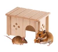 Ferplast Wooden House for Hamsters, Gerbils & Mice SIN 4642, FSC® Certified Wood, Ventilation Window, Tool-Free Assembly, 14.5 x 9.5 x H 8.5 cm, Size S