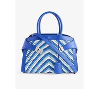 Ferragamo Blue White Hug Chevron-pattern Leather Top-handle Bag