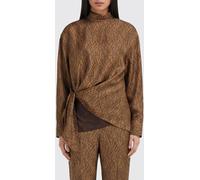 FERRAGAMO Draped Silk Blouse with Abstract Print and Mock Neck - Size: 42 - female