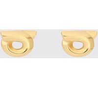 FERRAGAMO Gancini Stud Earrings in Gold-Finish Brass - Size: OS - female