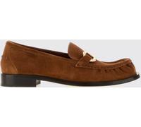 FERRAGAMO Gancini Suede Calfskin Penny Loafers with Low Heel - Size: 7 - female