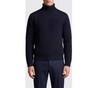 FERRAGAMO Roll Neck Jumper in Navy Blue Virgin Wool with Ribbed Edges - Size: S - male